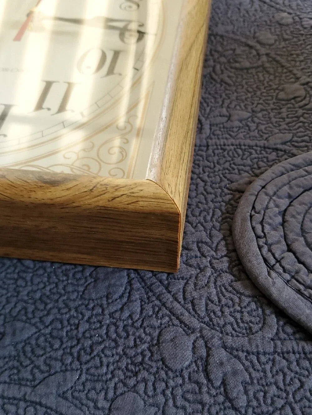 Oak-Framed Quartz Wall Clock in Wood Tone and Cream